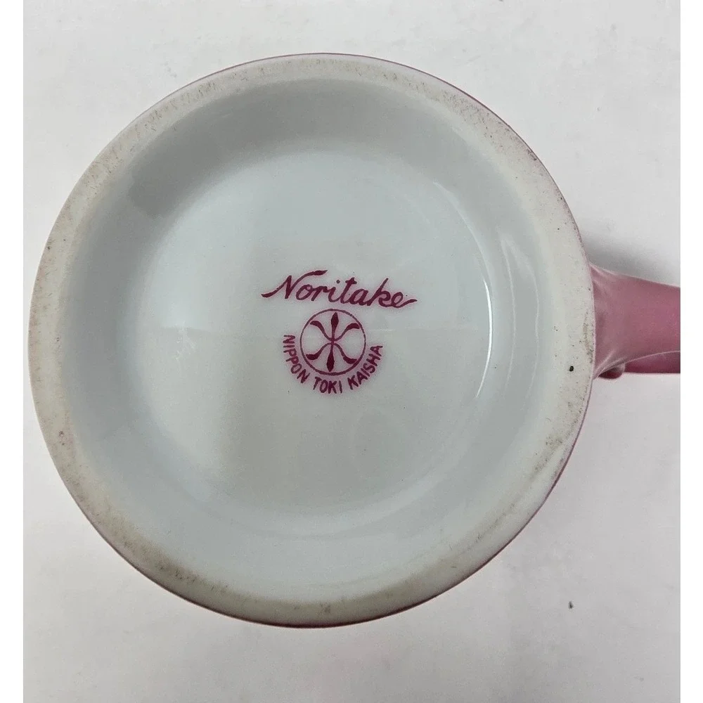 Vtg Noritake creamer pitcher pink floral gold trim mid century Cottagecore